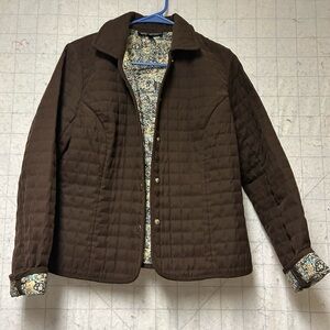 Women’s Quilted Brown Jacket with Printed Lining